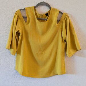 Gold cut out shoulder top